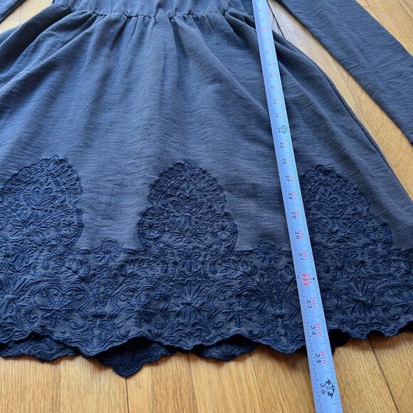 Anthropologie Saturday Sunday Size S Gray Ellie Long Sleeve Embroidered Dress - Picture 9 of 16